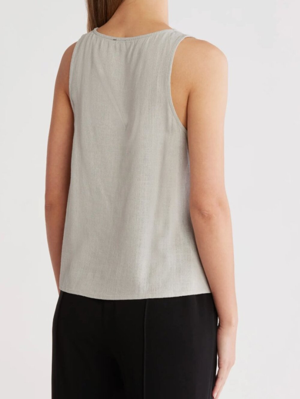 NWT Splendid Lara Split Neck Tank Linen Blend (Natural, XS) - Picture 3 of 9